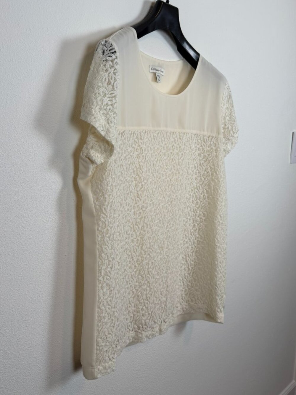 Coldwater Creek Ivory Lace Front Blouse Size M - Picture 2 of 10